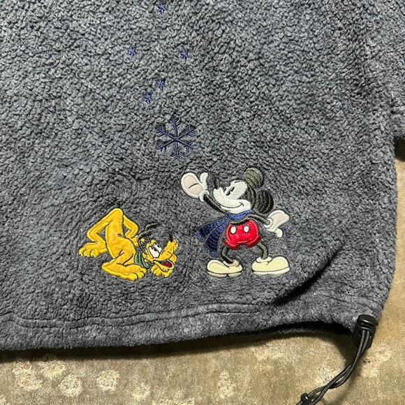 Vintage 90s Disney Store Mickey Mouse Fleece Quarter Zip Pullover Sweatshirt L - Picture 2 of 6